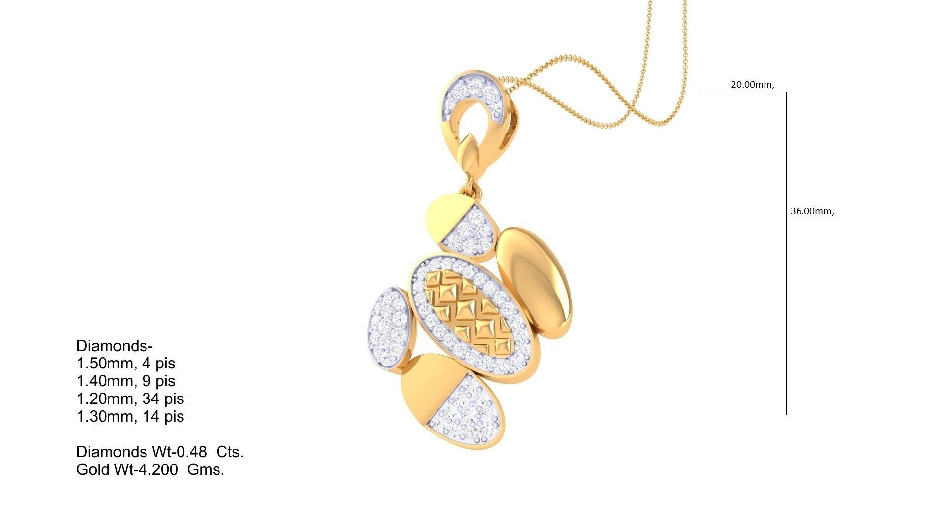 High Jewelry Pendant Necklace 3dm stl 3mf obj glb render 3D print model_1