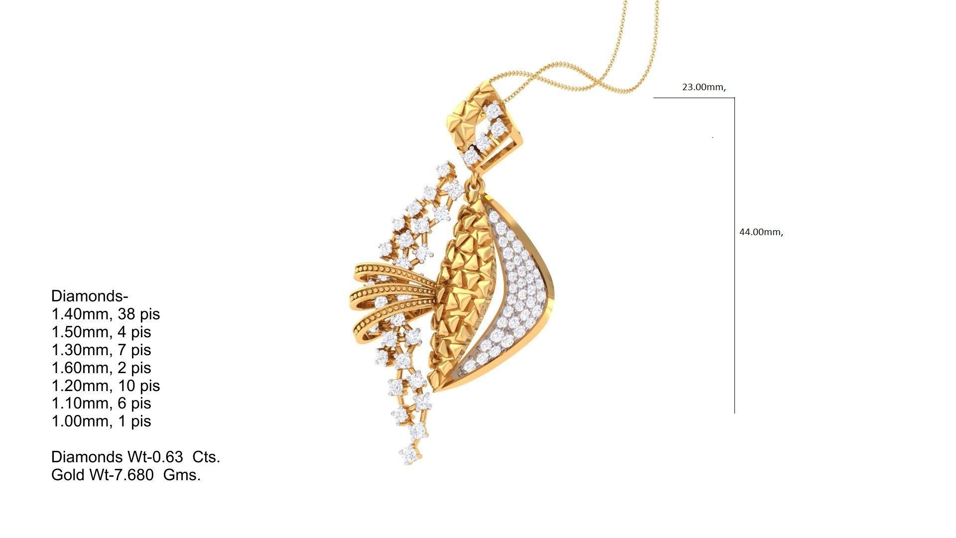 High Jewelry Pendant Necklace 3dm stl 3mf obj glb render 3D print model_1