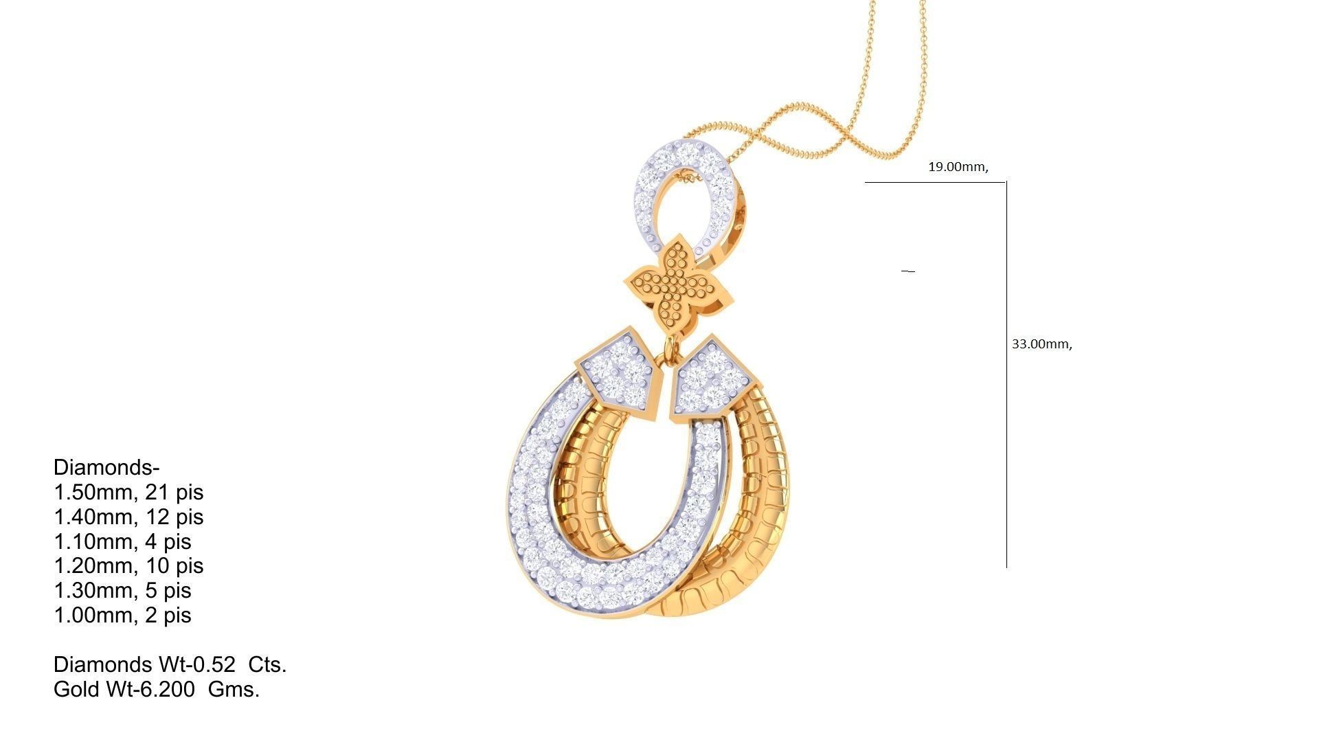 Horseshoe High Jewelry Pendant Necklace 3dm stl 3mf obj glb  3D print model_1
