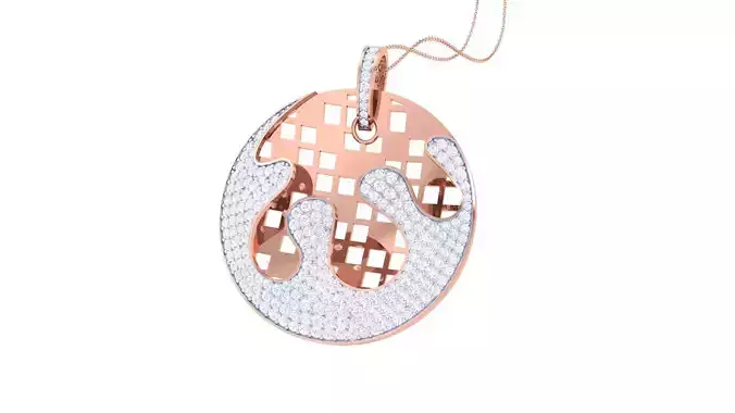 Square Mesh High Jewelry Pendant Necklace 3dm stl 3mf obj glb 