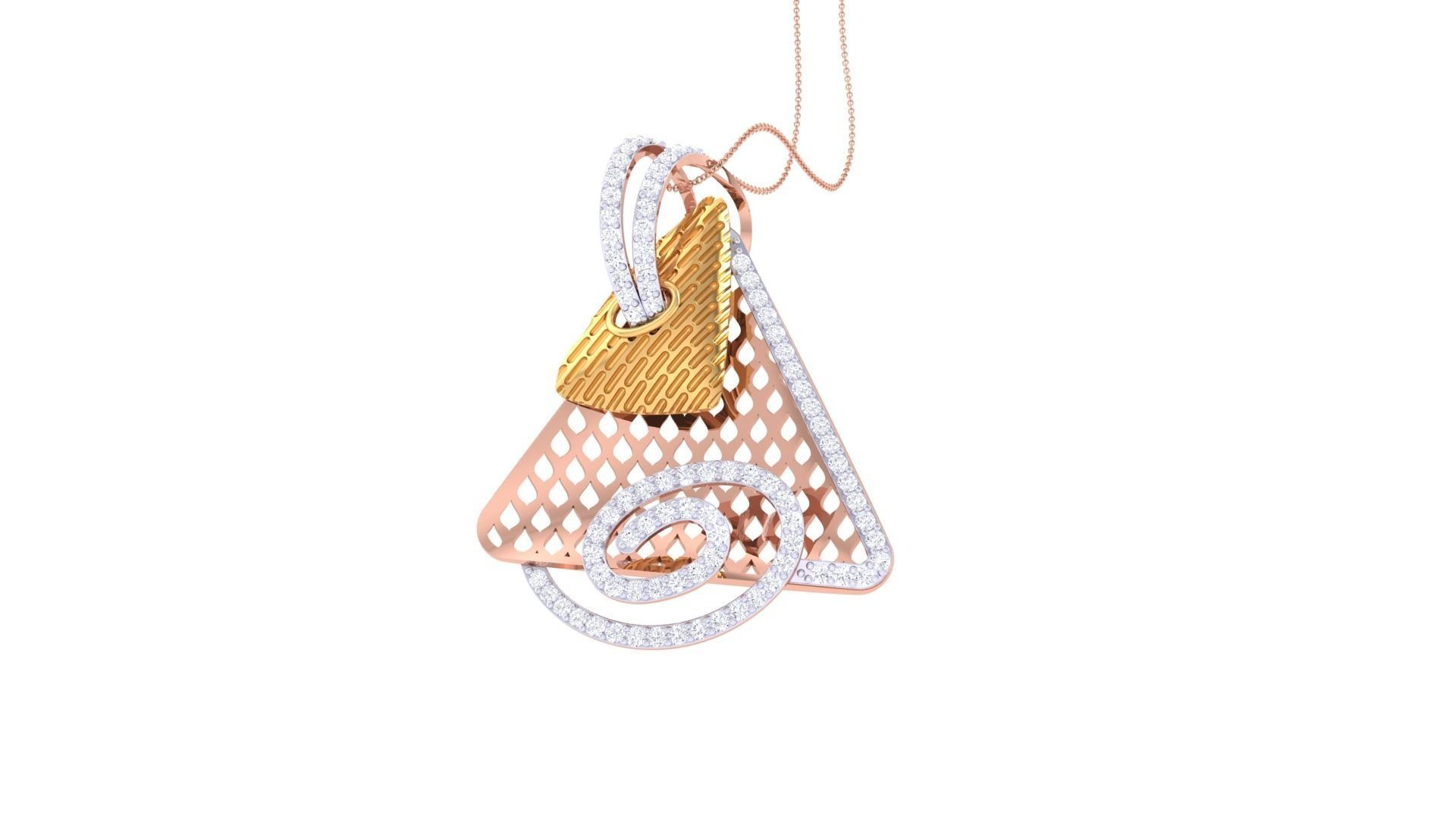 Wire Mesh High Jewelry Pendant Necklace 3dm stl 3mf obj glb  3D print model_1