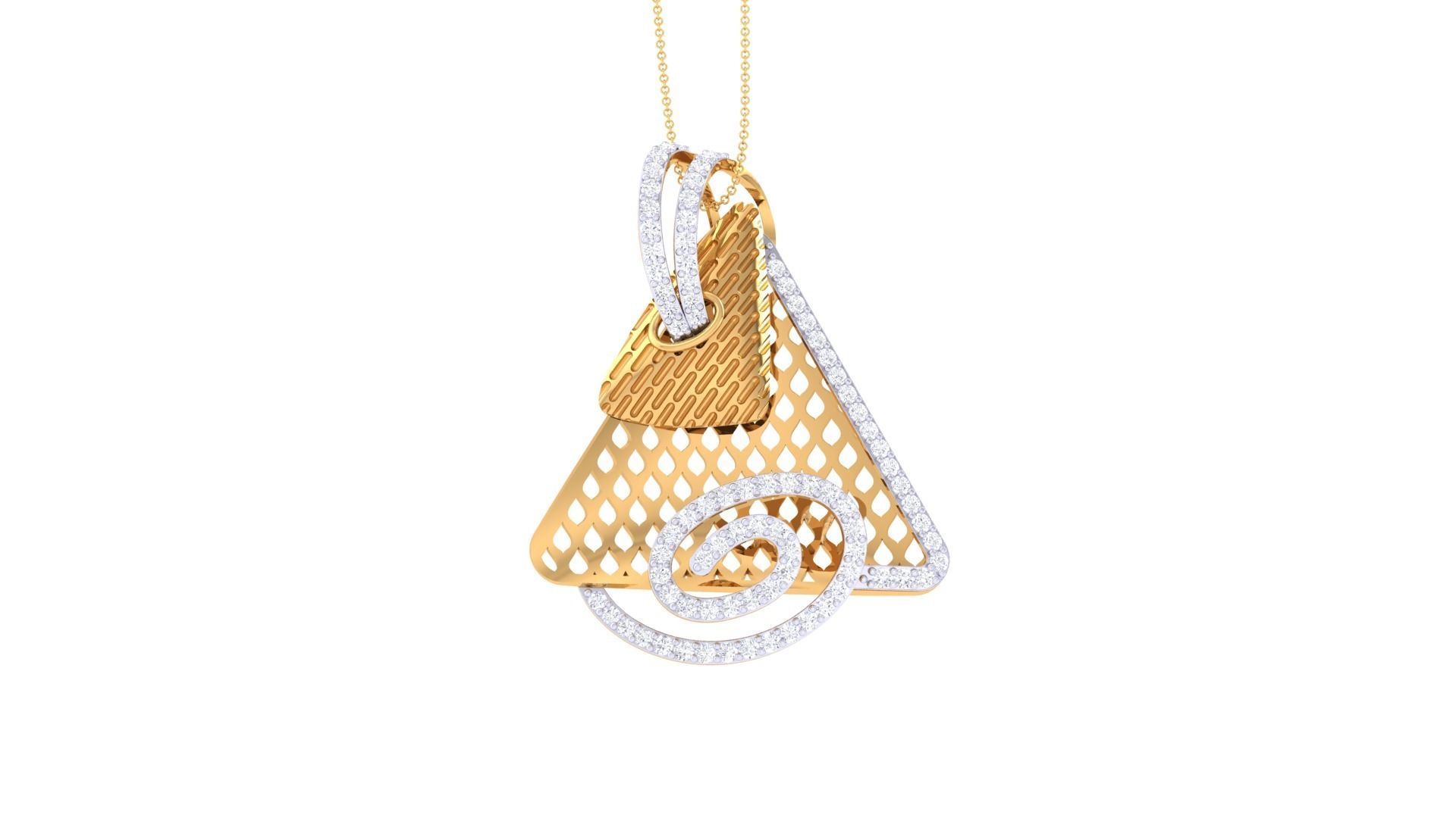 Wire Mesh High Jewelry Pendant Necklace 3dm stl 3mf obj glb  3D print model_6