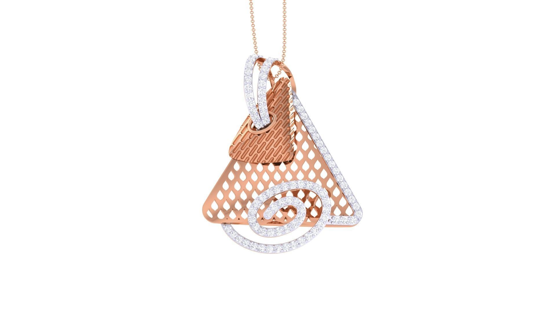 Wire Mesh High Jewelry Pendant Necklace 3dm stl 3mf obj glb  3D print model_5