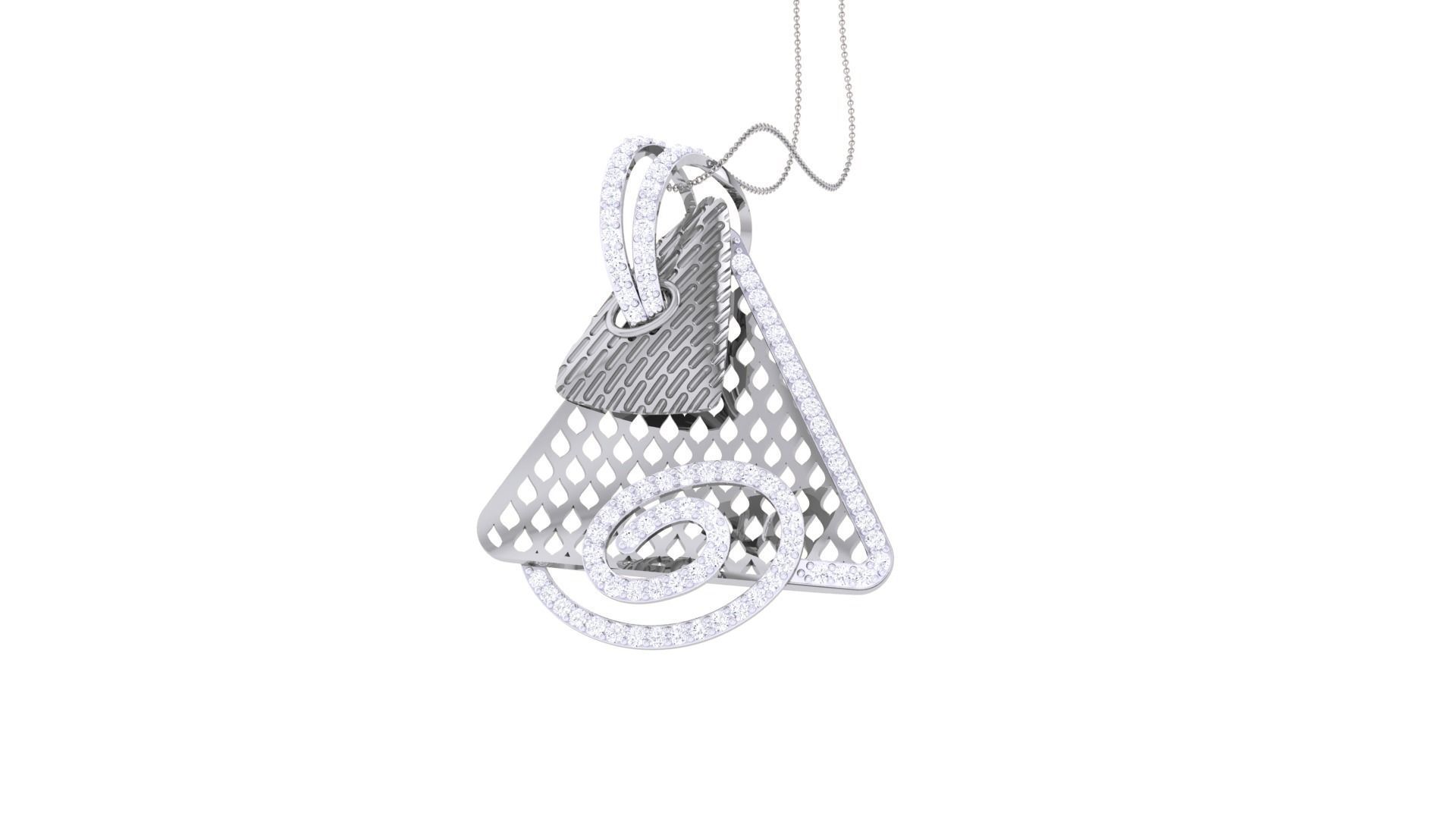 Wire Mesh High Jewelry Pendant Necklace 3dm stl 3mf obj glb  3D print model_3