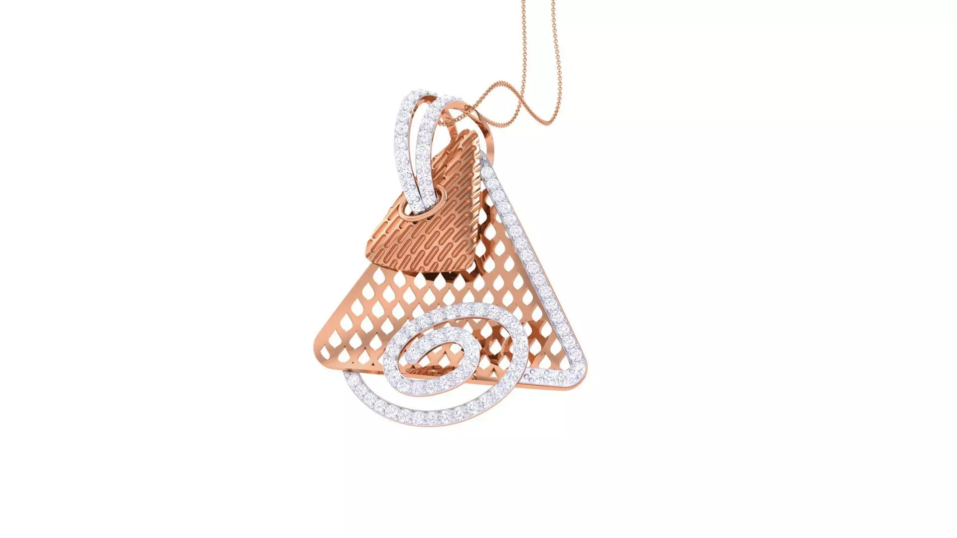 Wire Mesh High Jewelry Pendant Necklace 3dm stl 3mf obj glb  3D print model_0