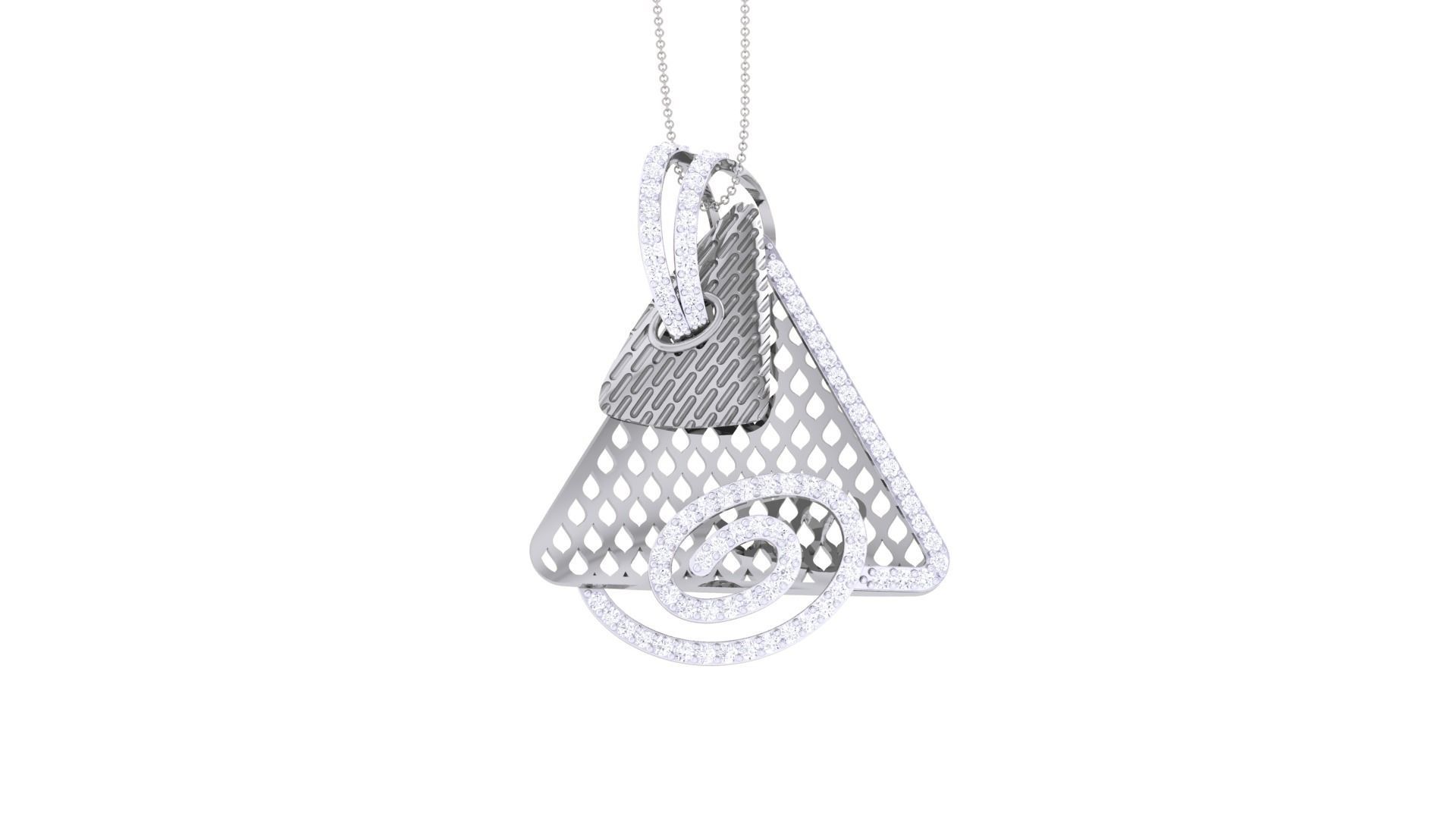Wire Mesh High Jewelry Pendant Necklace 3dm stl 3mf obj glb  3D print model_7