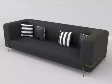 Black sofa with cushion 3D model Low-poly 3D model_0