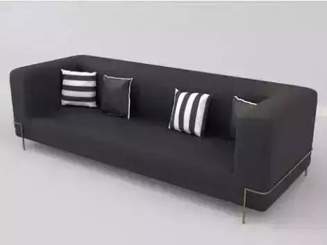 Black sofa with cushion 3D model Low-poly 3D model