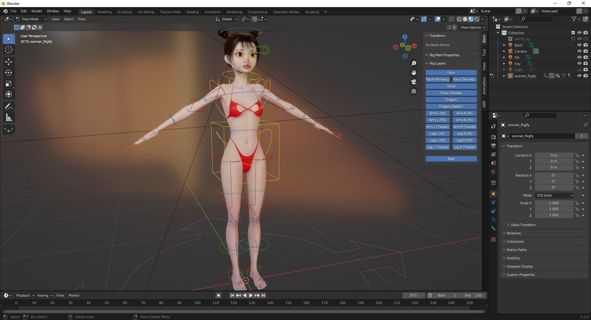 Asian girl Woman japanese korean Chinese Low-poly 3D model_21