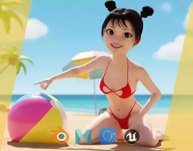 Asian girl Woman japanese korean Chinese Low-poly 3D model Asian girl Woman japanese korean Chinese Low-poly 3D model