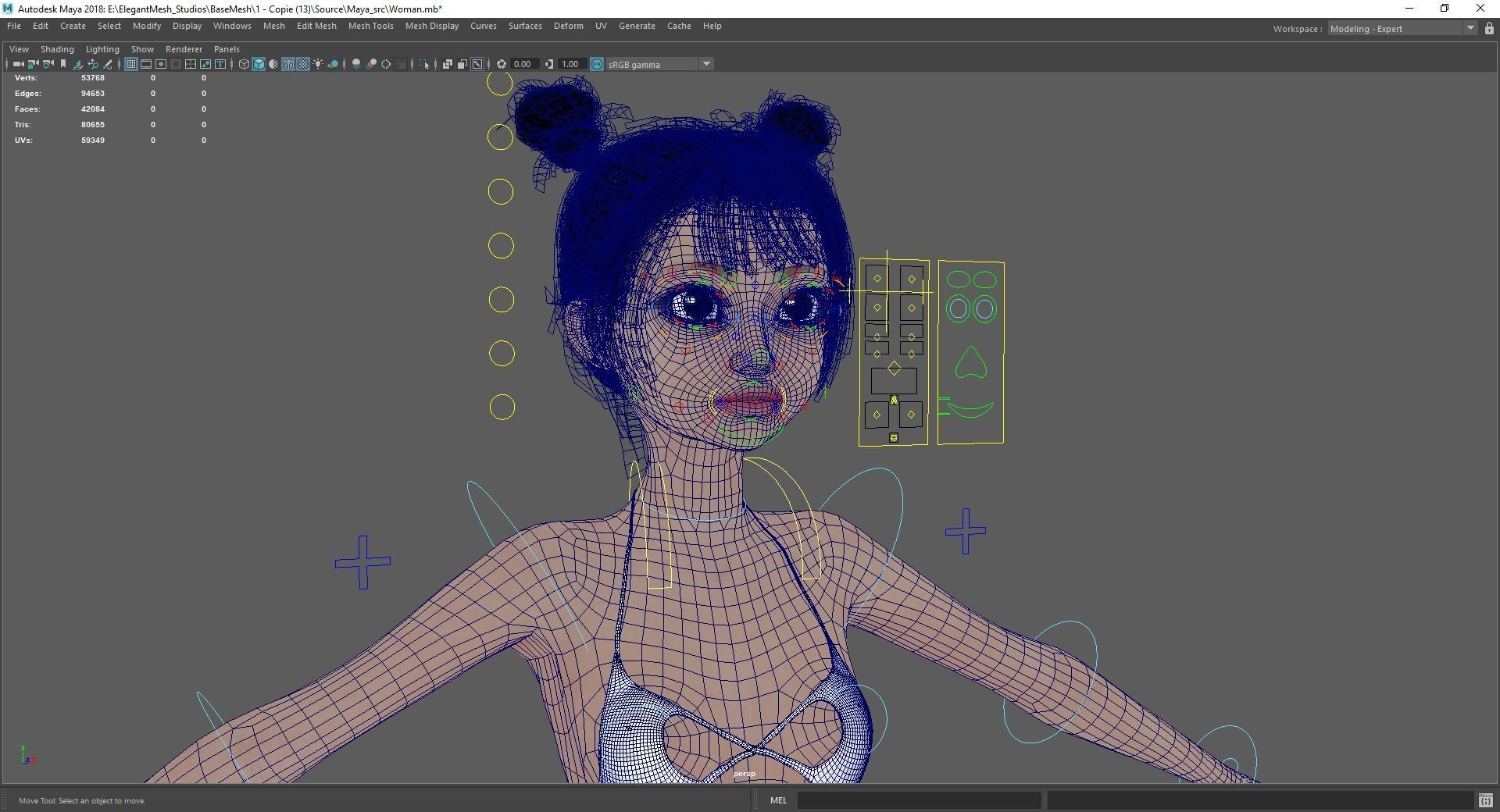 Asian girl Woman japanese korean Chinese Low-poly 3D model_26