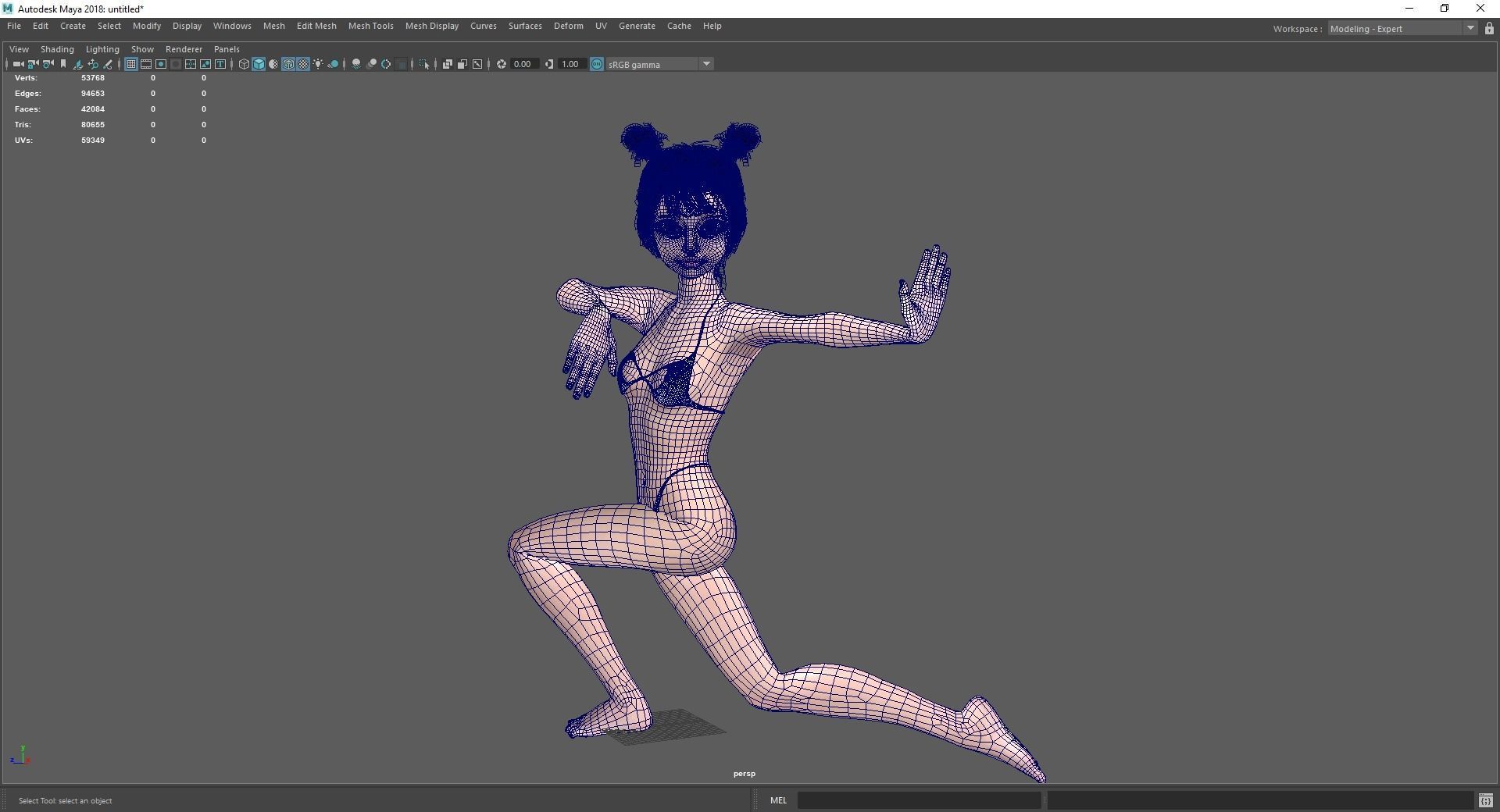 Asian girl Woman japanese korean Chinese Low-poly 3D model_27