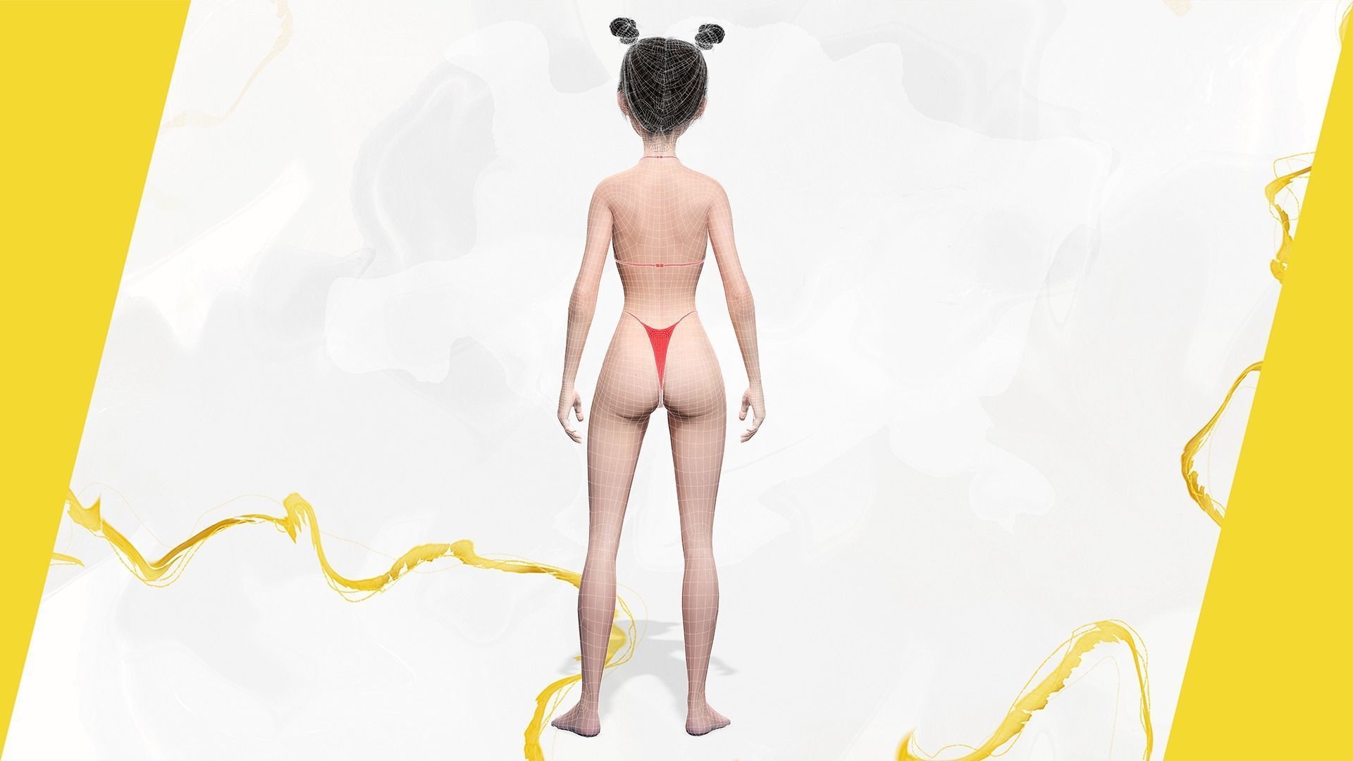 Asian girl Woman japanese korean Chinese Low-poly 3D model_40