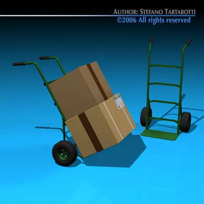 Barrow two boxes and hand truck 3D model
