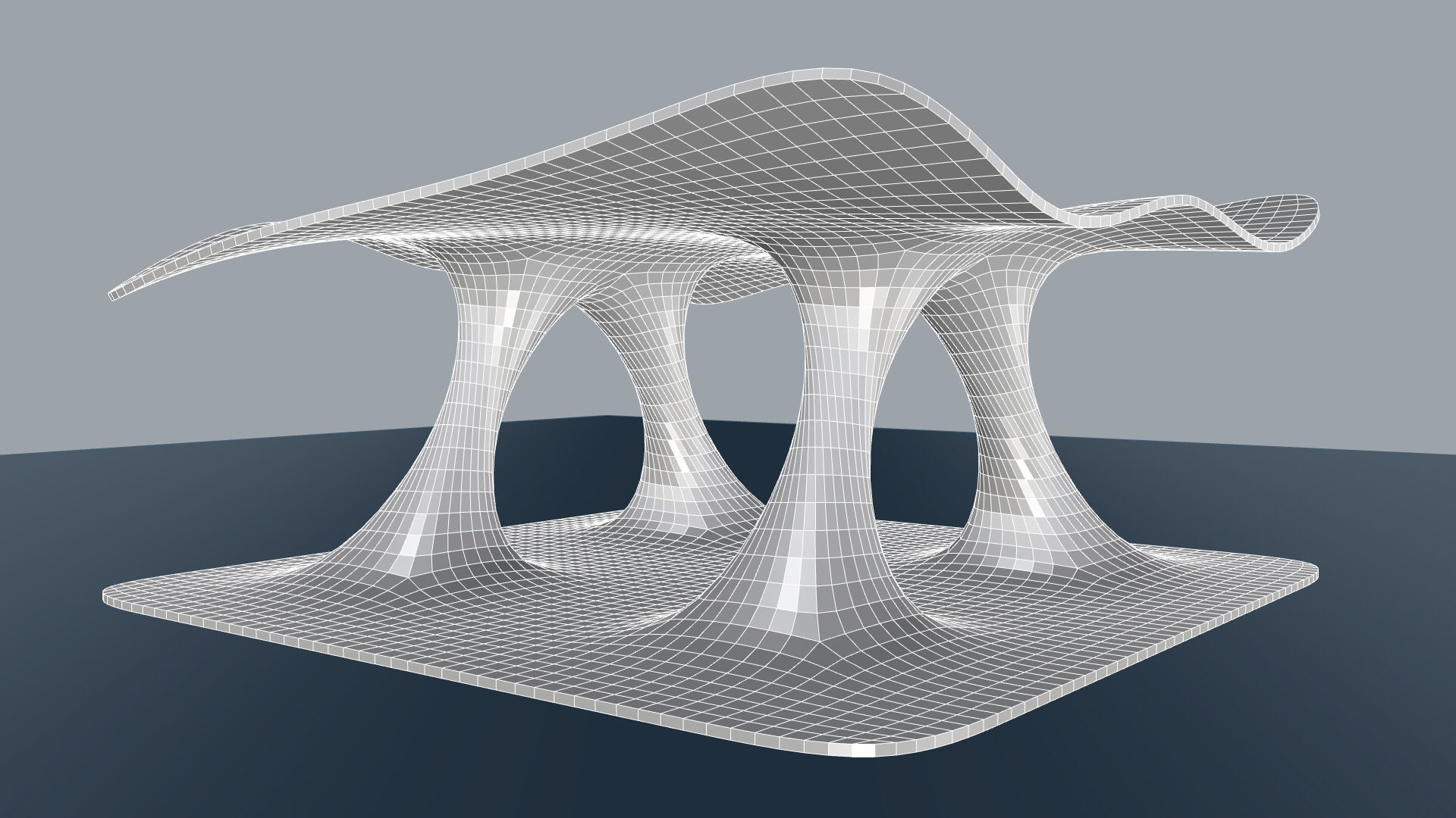Wavy Pavilion Smooth Columns Low-poly 3D model_3