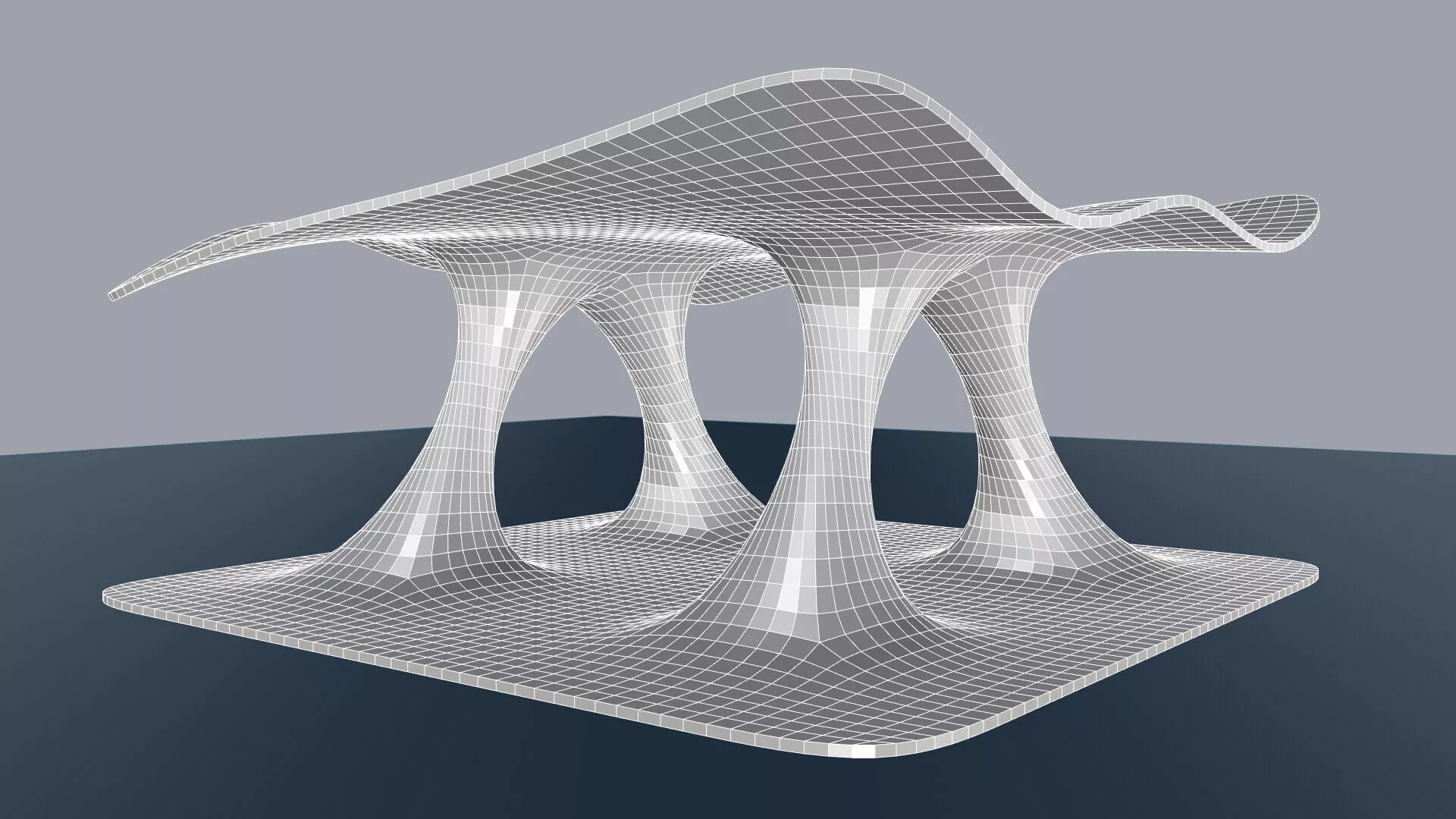 Wavy Pavilion Smooth Columns Low-poly 3D model