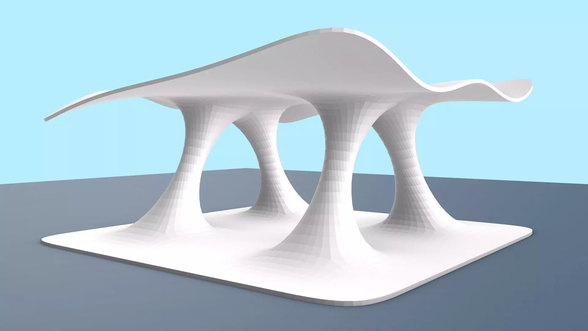Wavy Pavilion Smooth Columns Low-poly 3D model_0