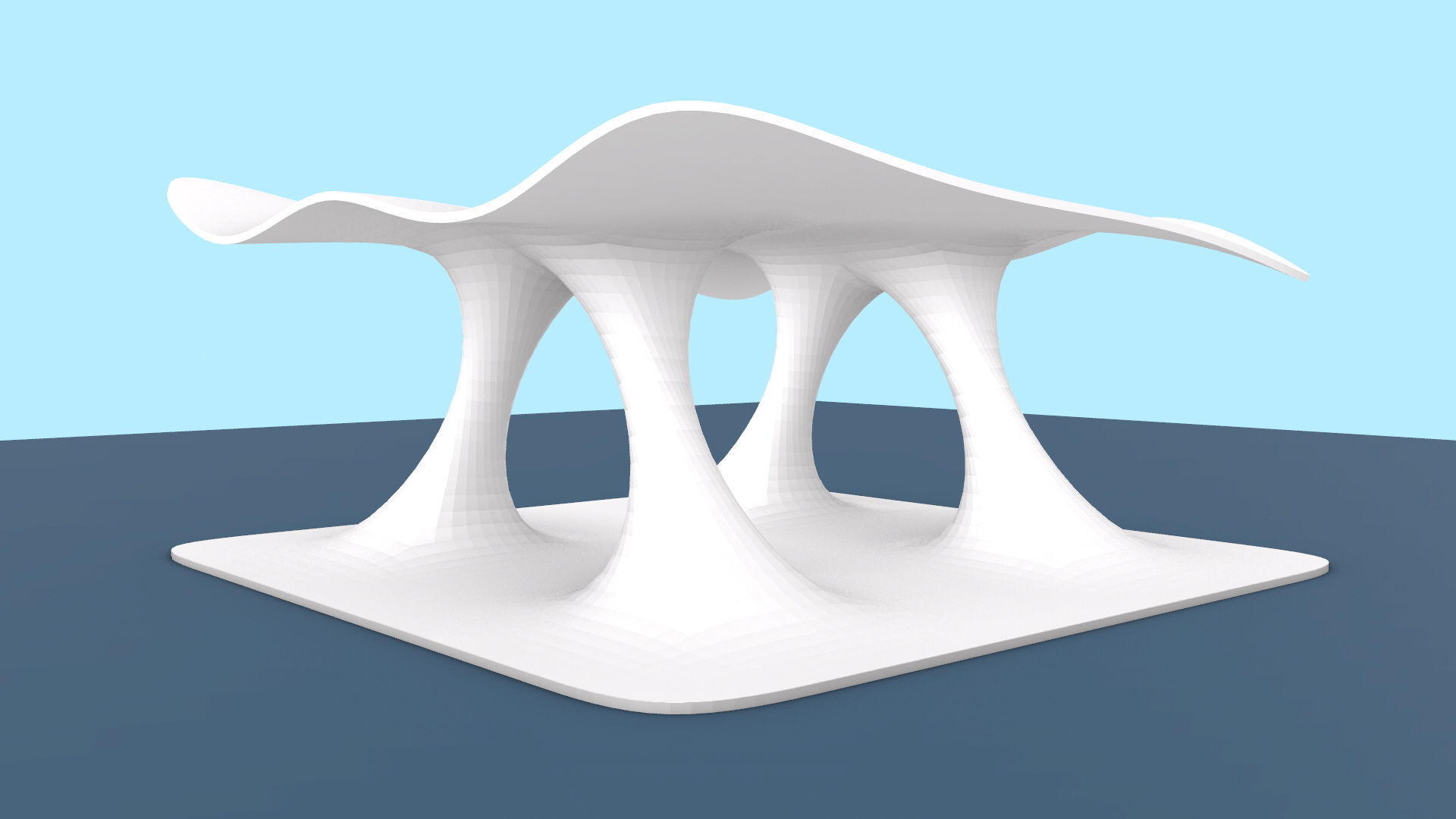 Wavy Pavilion Smooth Columns Low-poly 3D model_4