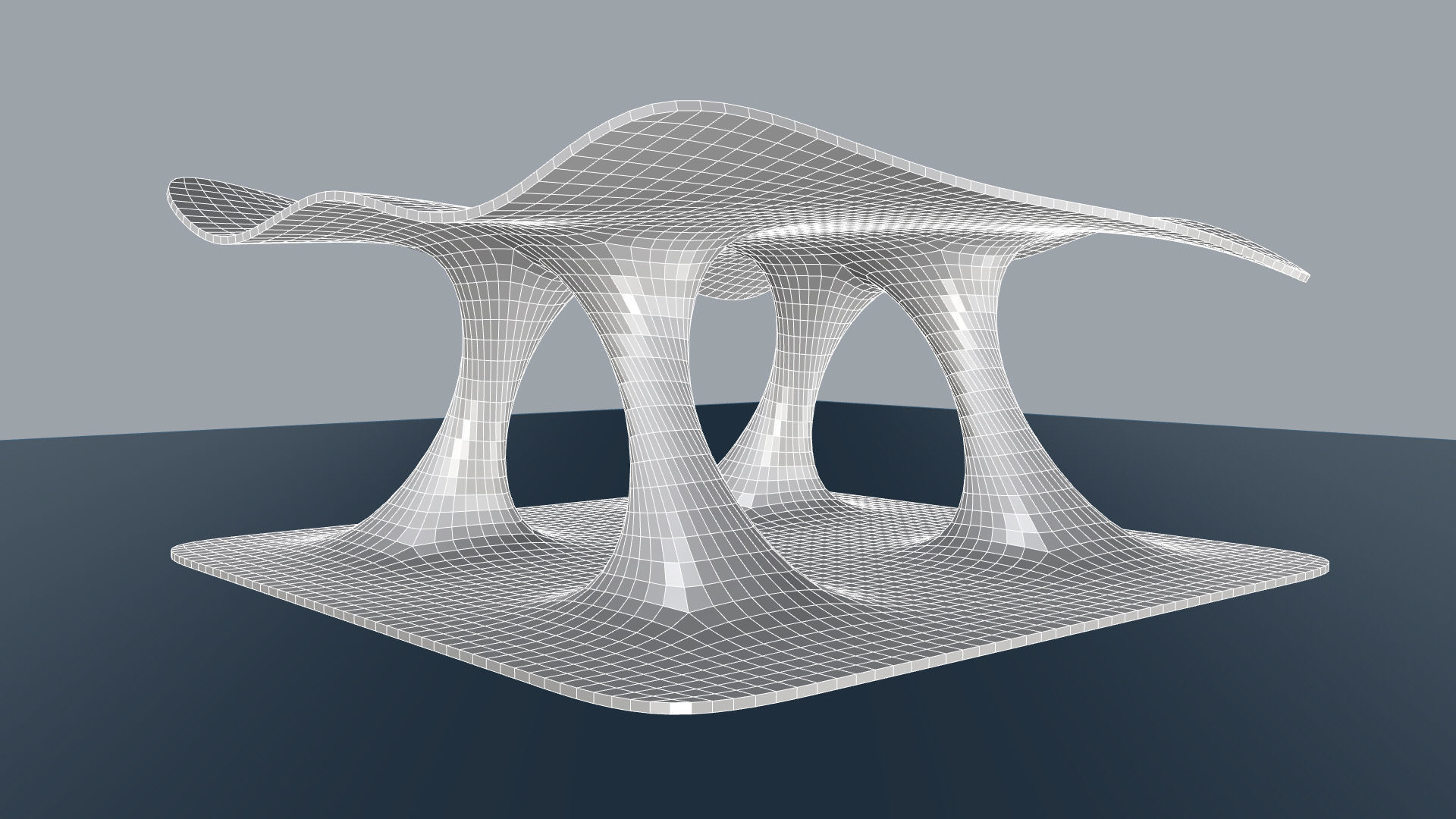 Wavy Pavilion Smooth Columns Low-poly 3D model_5