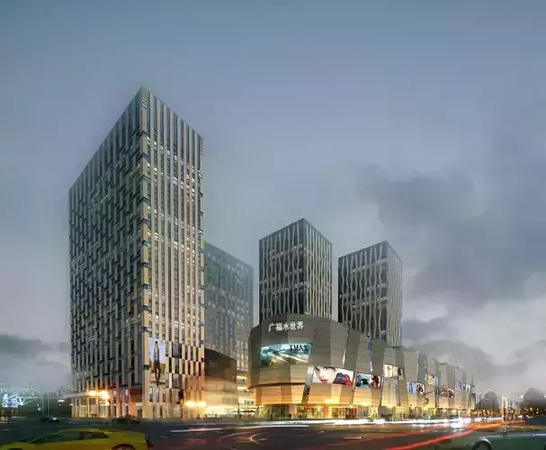 3Dmax fashion city commercial square building 301