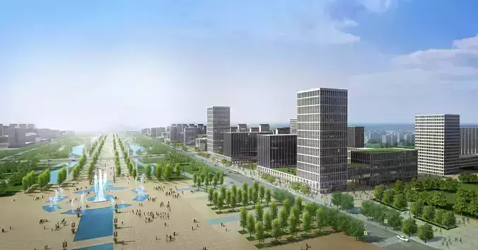 3Dmax fashion city commercial square building 304