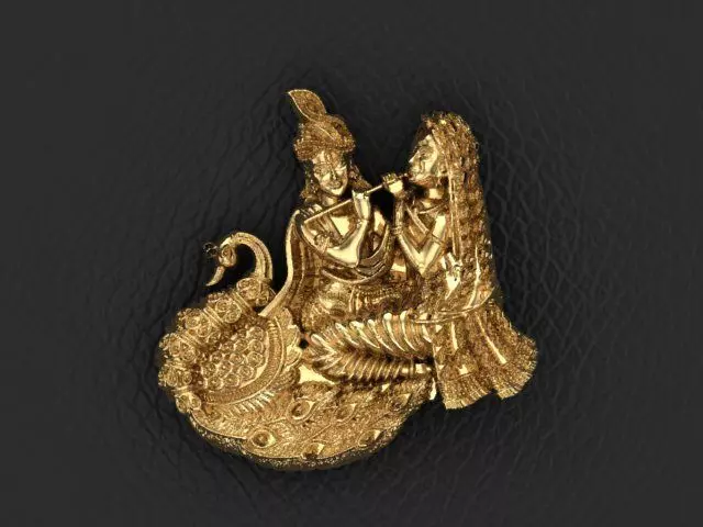 RADHA KRISHNA WITH PEACOCK 24MM 3D model_0