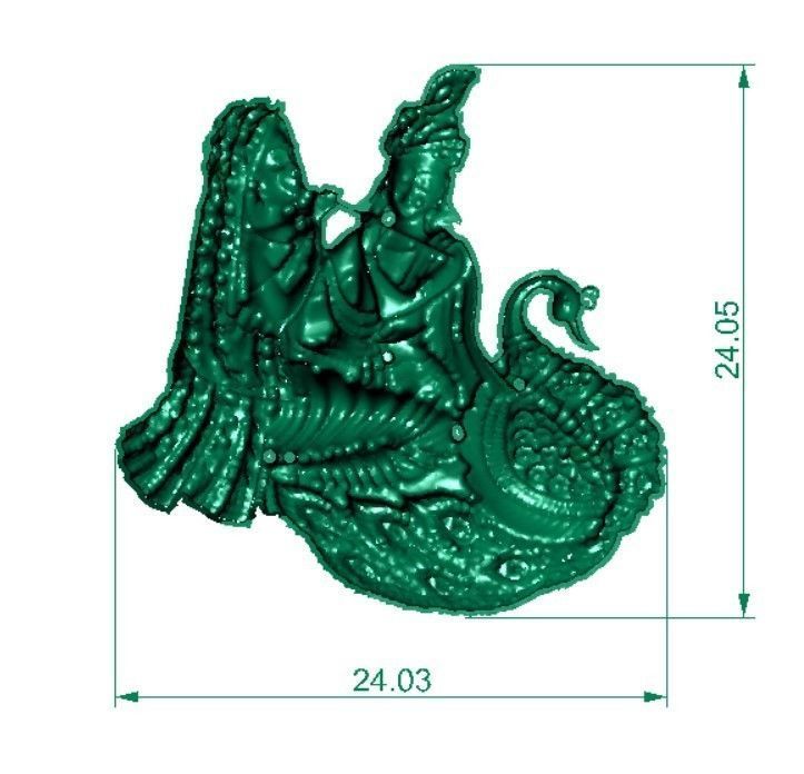 RADHA KRISHNA WITH PEACOCK 24MM 3D model_3