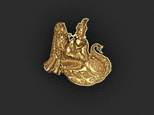 RADHA KRISHNA WITH PEACOCK 24MM 3D model_2