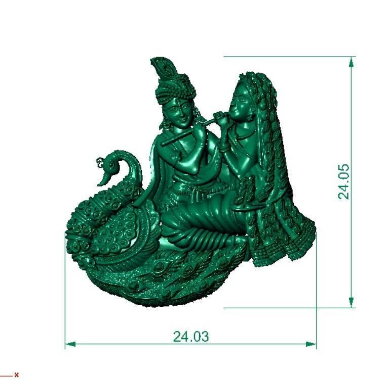 RADHA KRISHNA WITH PEACOCK 24MM 3D model_4