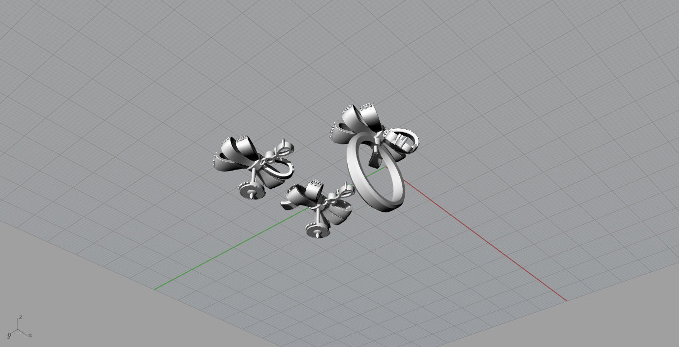 Ring and Earrings 3D print model_12