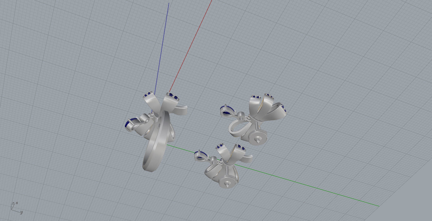 Ring and Earrings 3D print model_7