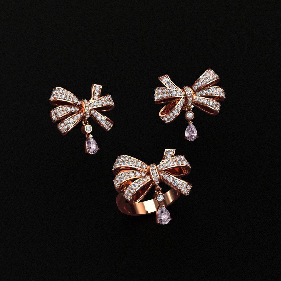 Ring and Earrings 3D print model_2