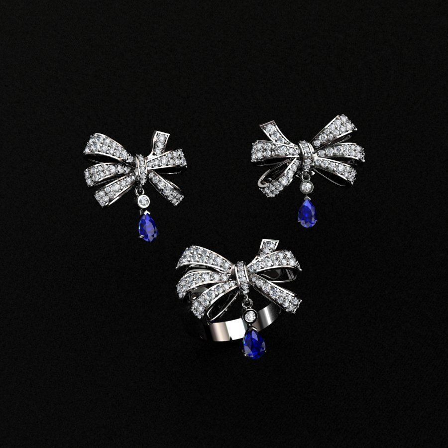 Ring and Earrings 3D print model_1