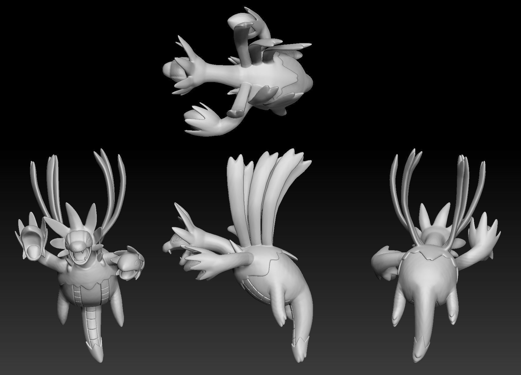 Pokemon Deino Zweilous Hydreigon 3D print model_3