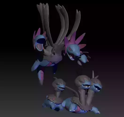 Pokemon Deino Zweilous Hydreigon 3D print model