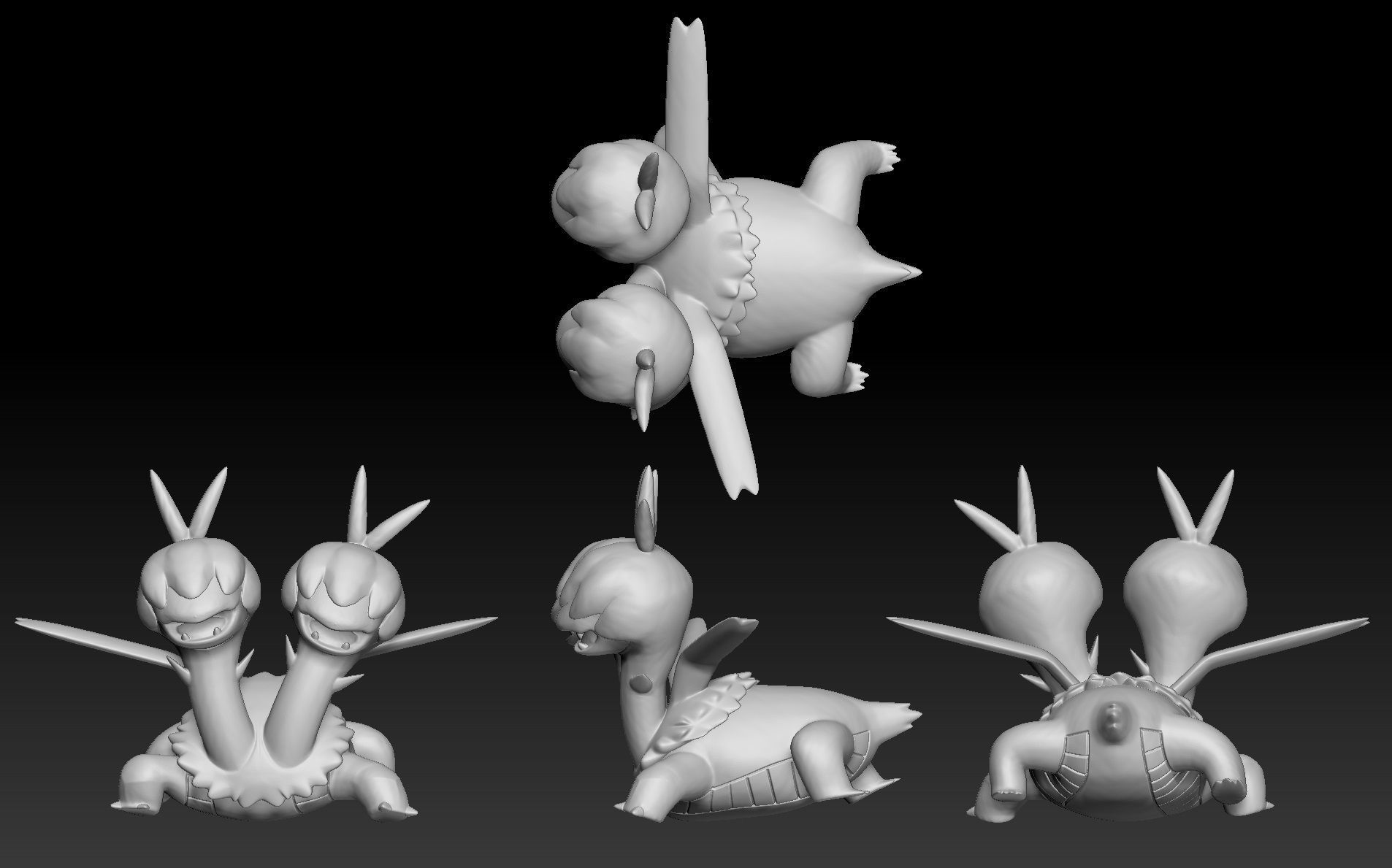 Pokemon Deino Zweilous Hydreigon 3D print model_2