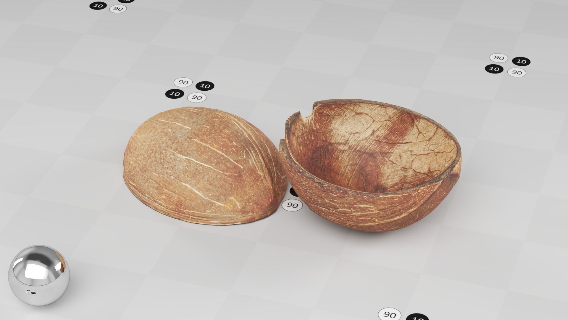 Coconut Shell - Photogrammetry Scan Low-poly 3D model_7