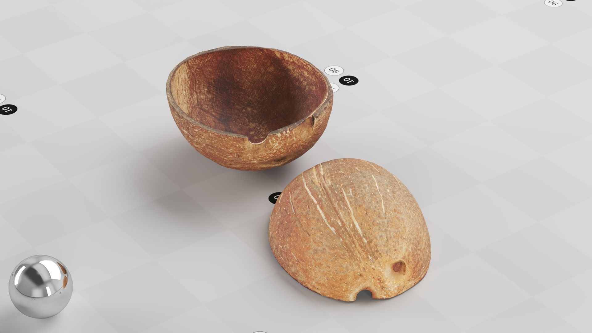 Coconut Shell - Photogrammetry Scan Low-poly 3D model_10