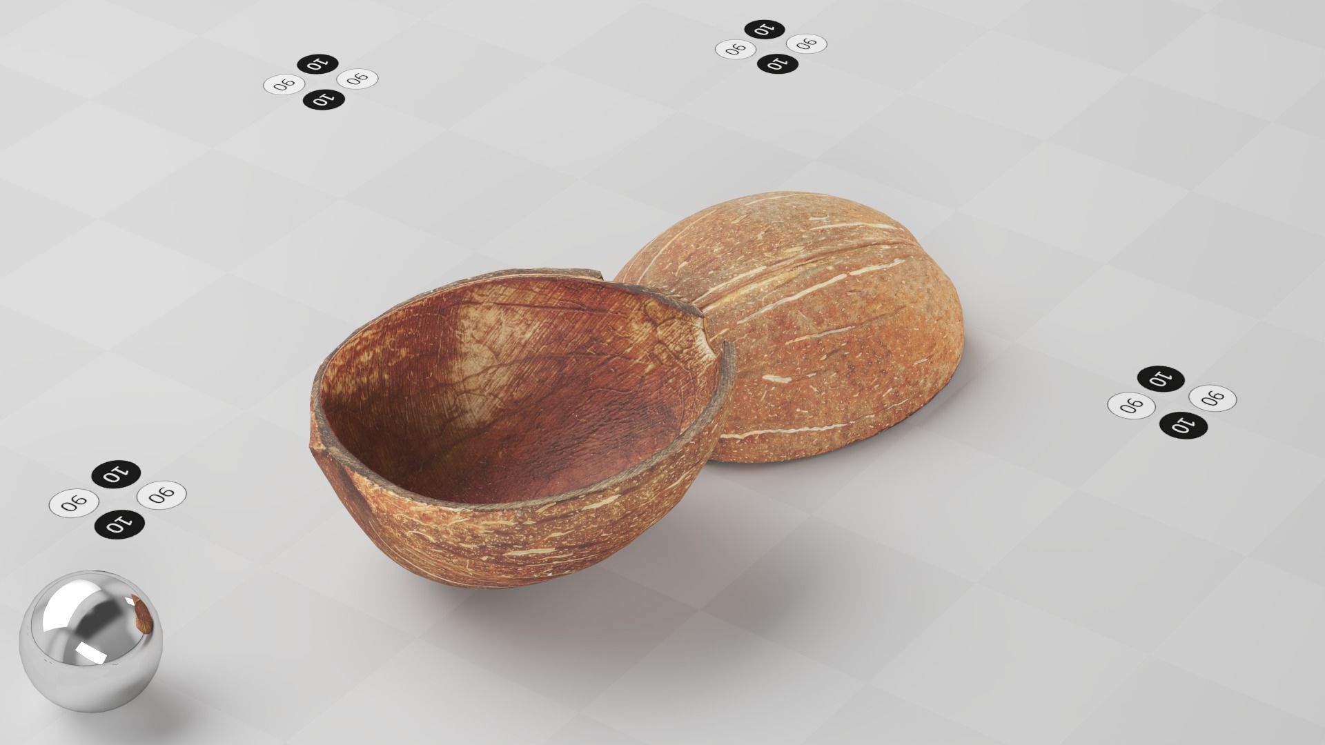 Coconut Shell - Photogrammetry Scan Low-poly 3D model_6