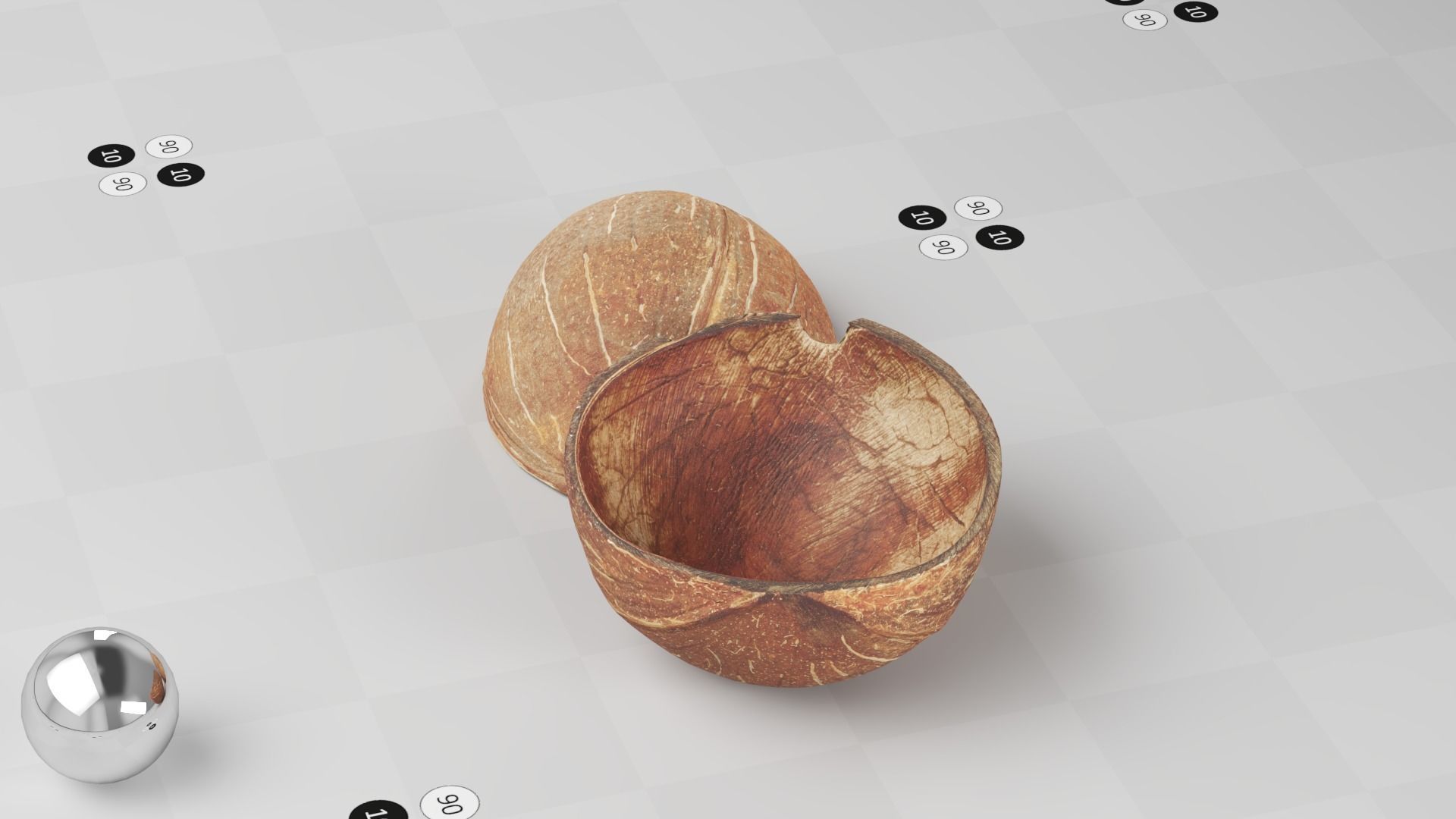 Coconut Shell - Photogrammetry Scan Low-poly 3D model_9