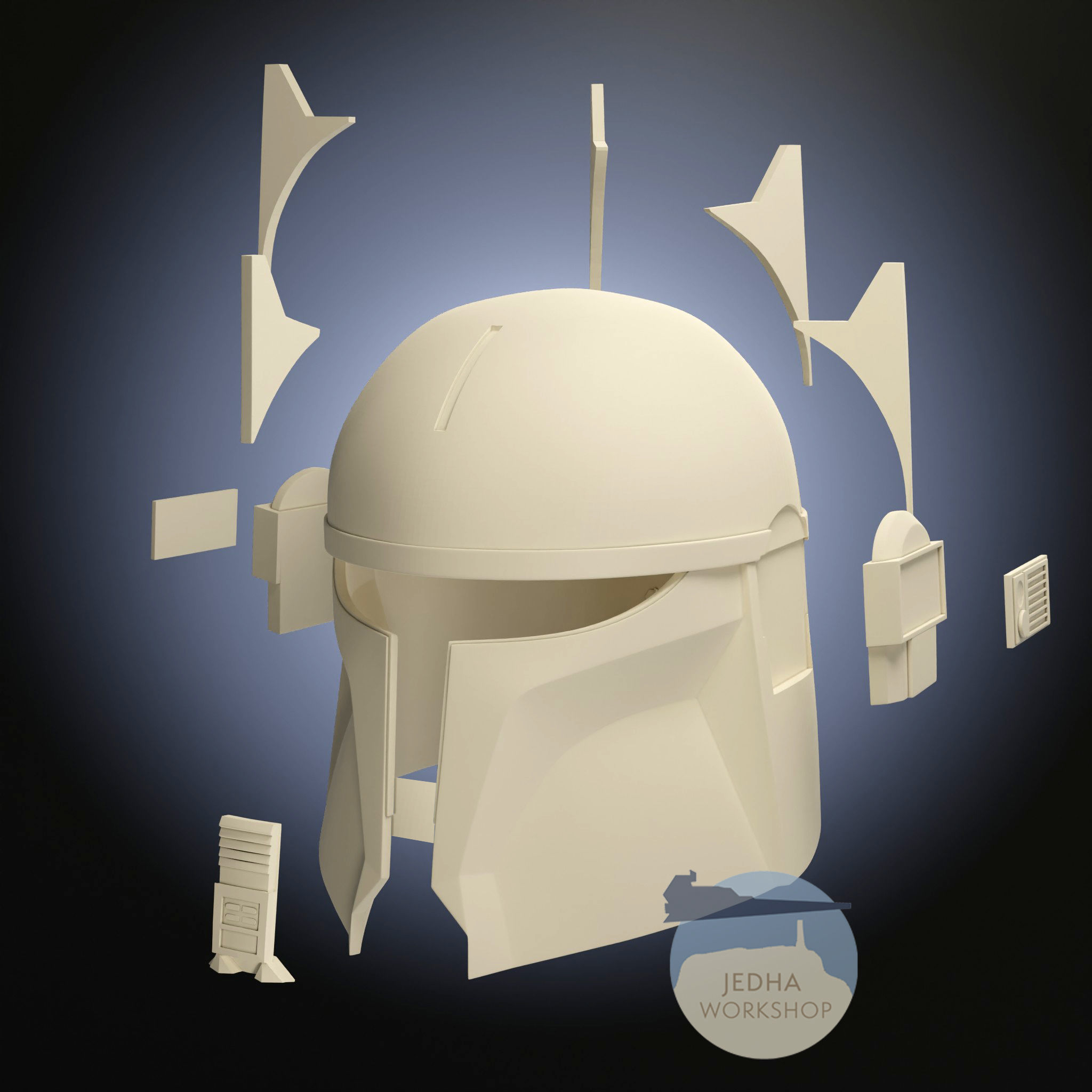 Moff Gideon Beskar helmet 3D Print Files  Star Wars Mandalorian 3D print model_4