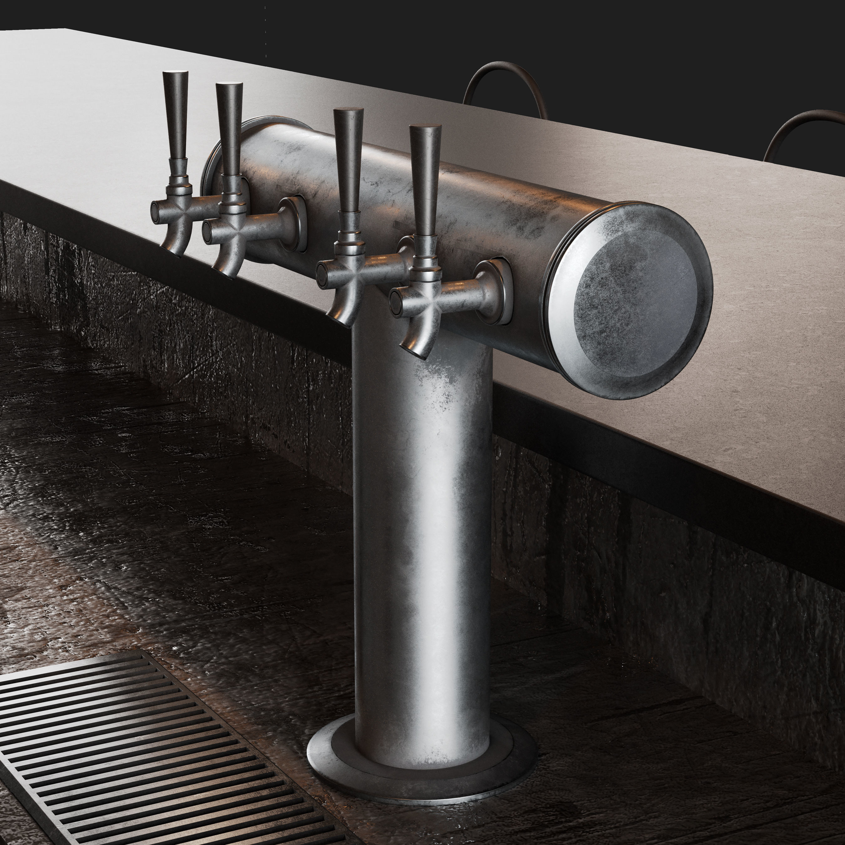 Loft Bar Counter 3D model_7