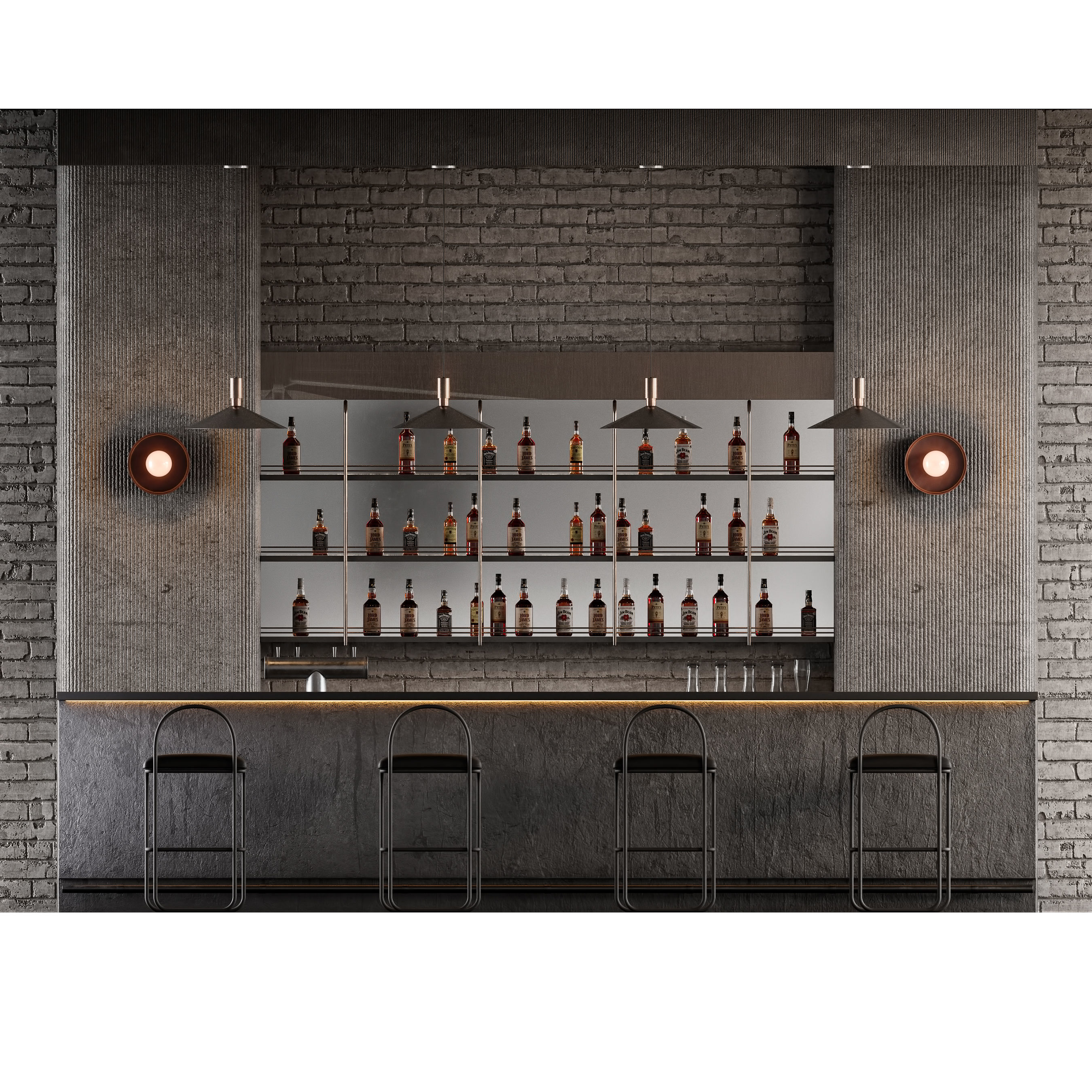 Loft Bar Counter 3D model_5