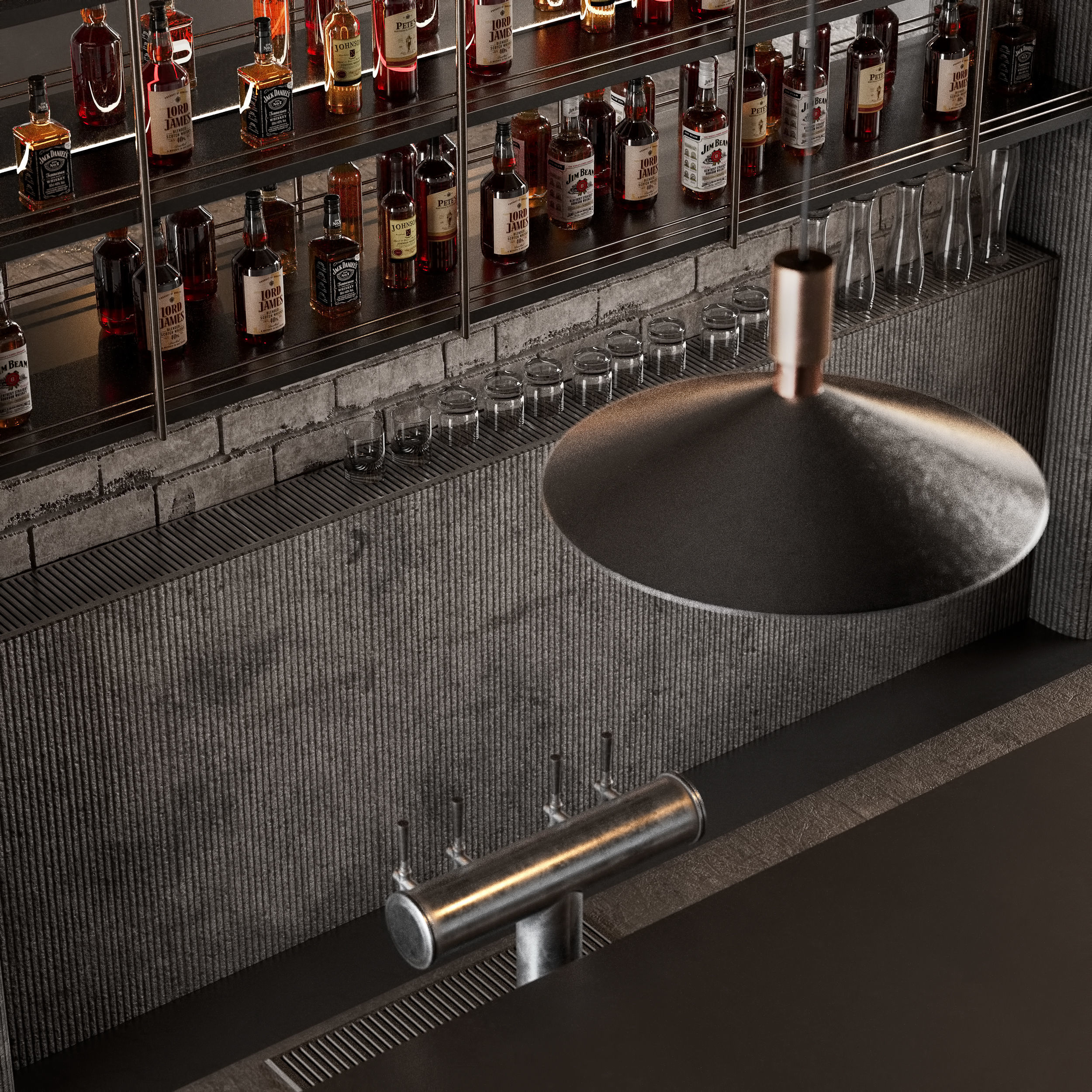 Loft Bar Counter 3D model_1