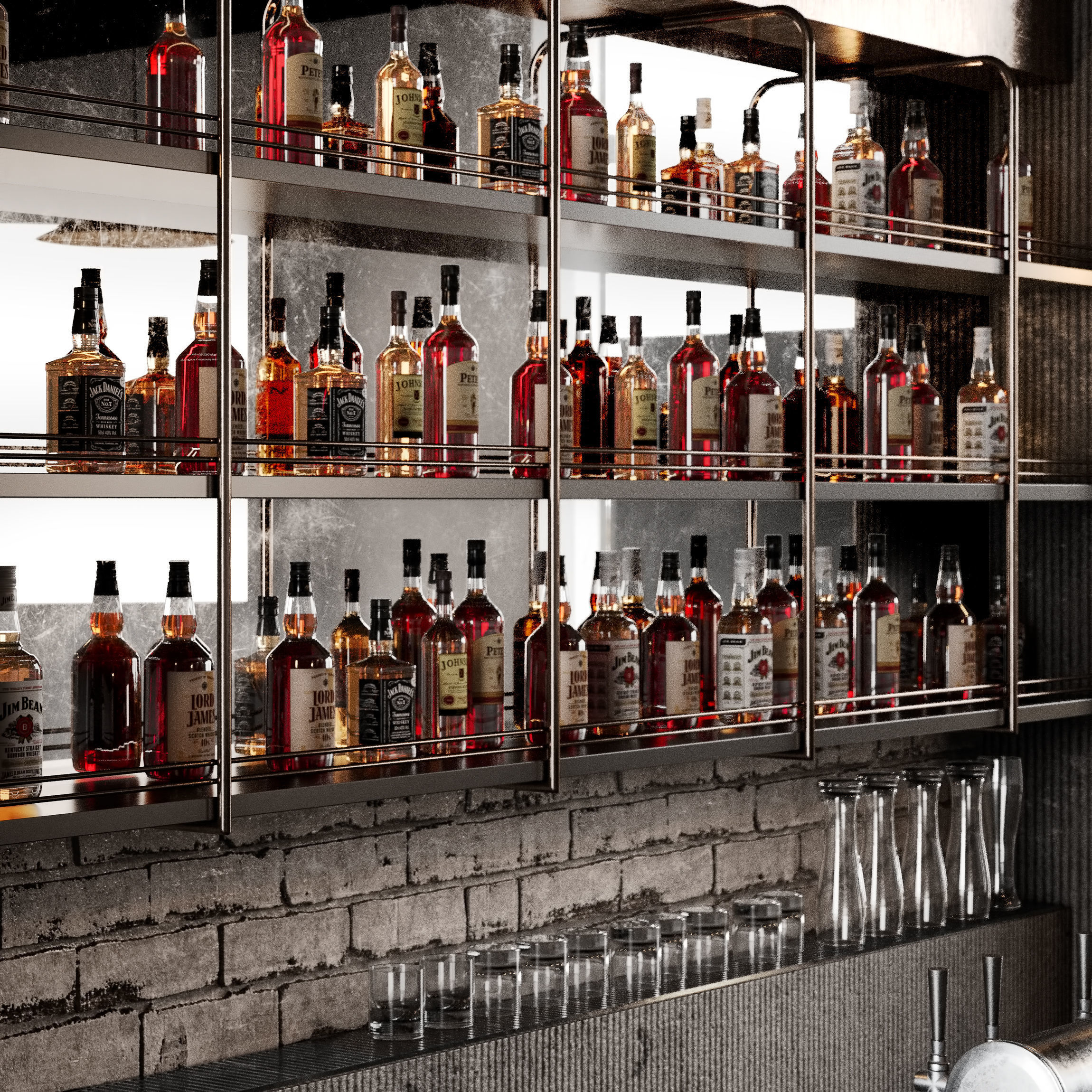 Loft Bar Counter 3D model_6