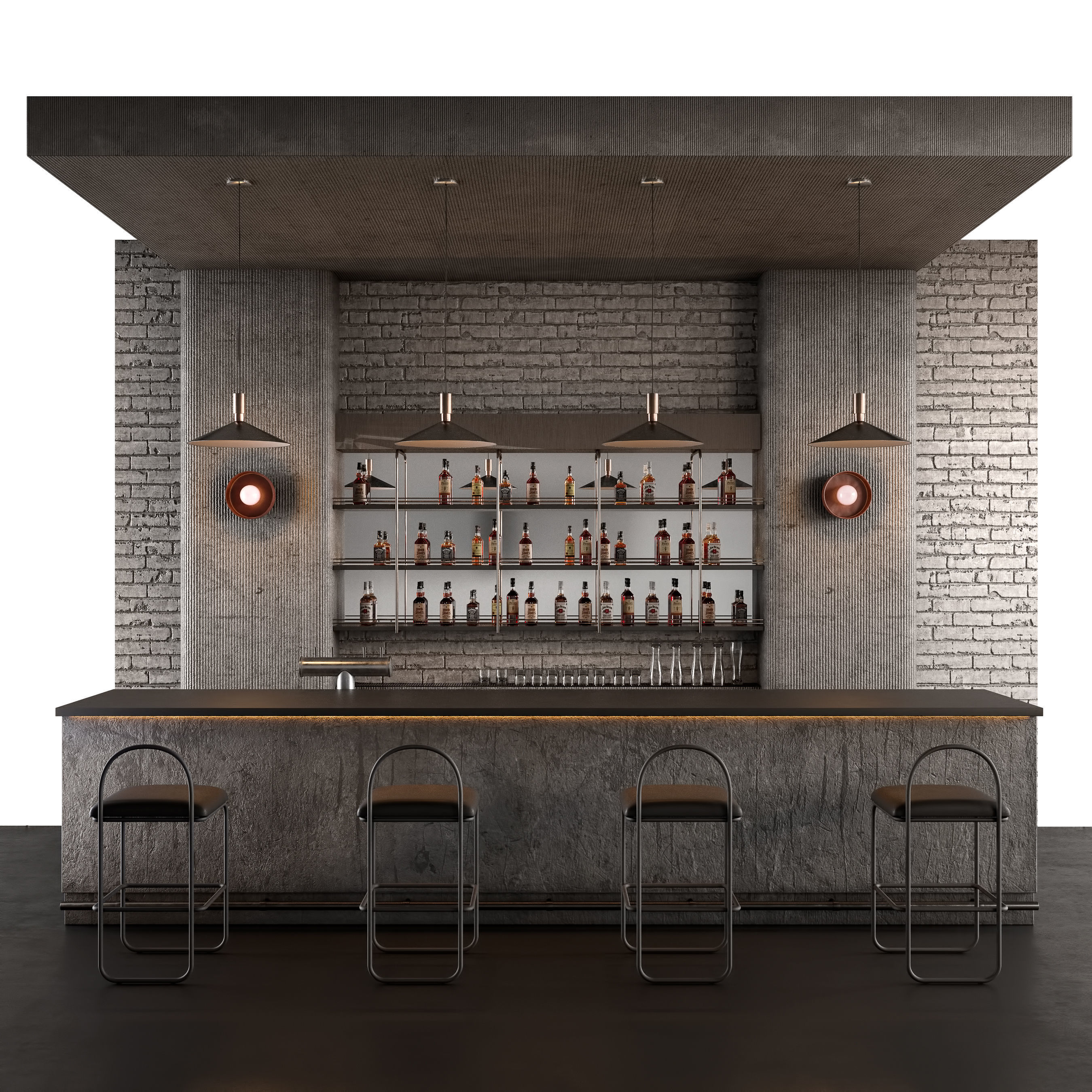 Loft Bar Counter 3D model_8