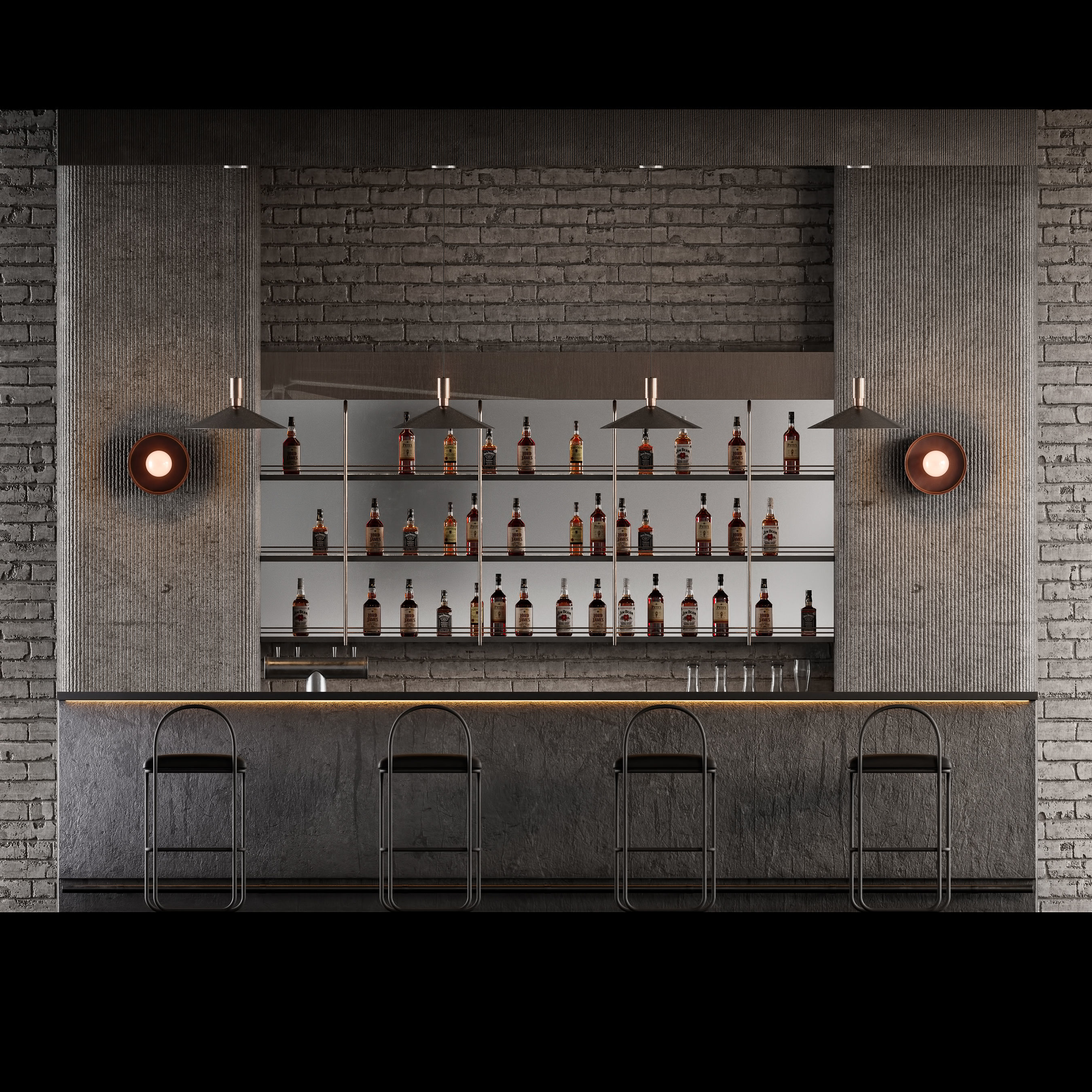 Loft Bar Counter 3D model_2