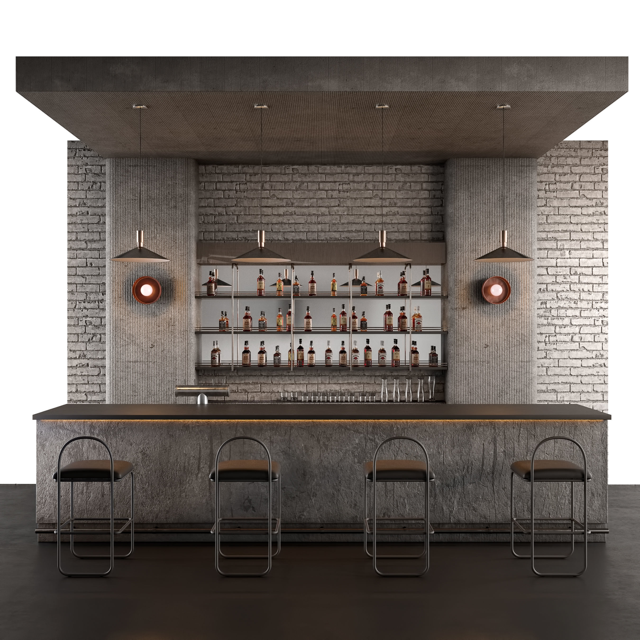 Loft Bar Counter 3D model_9