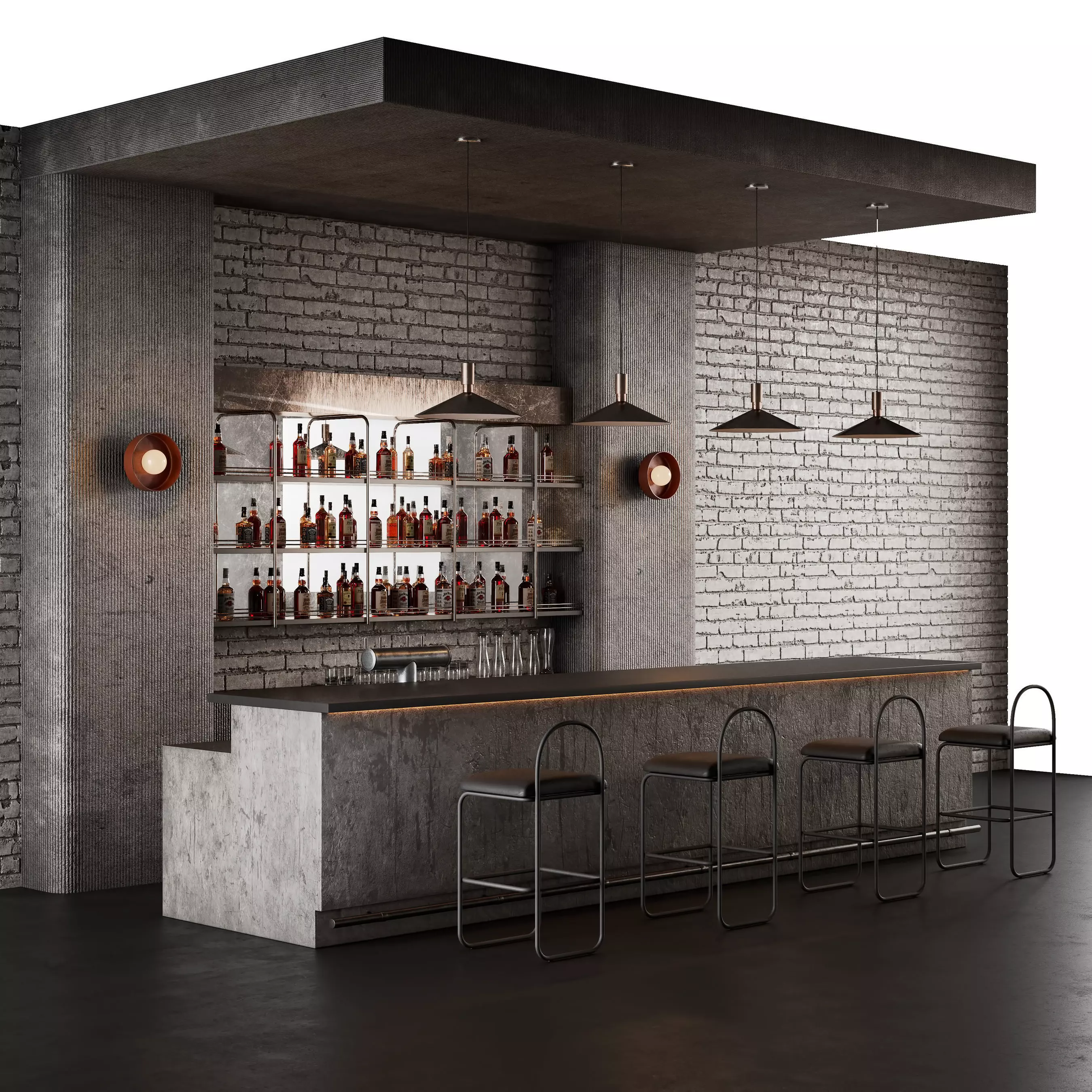 Loft Bar Counter 3D model_0