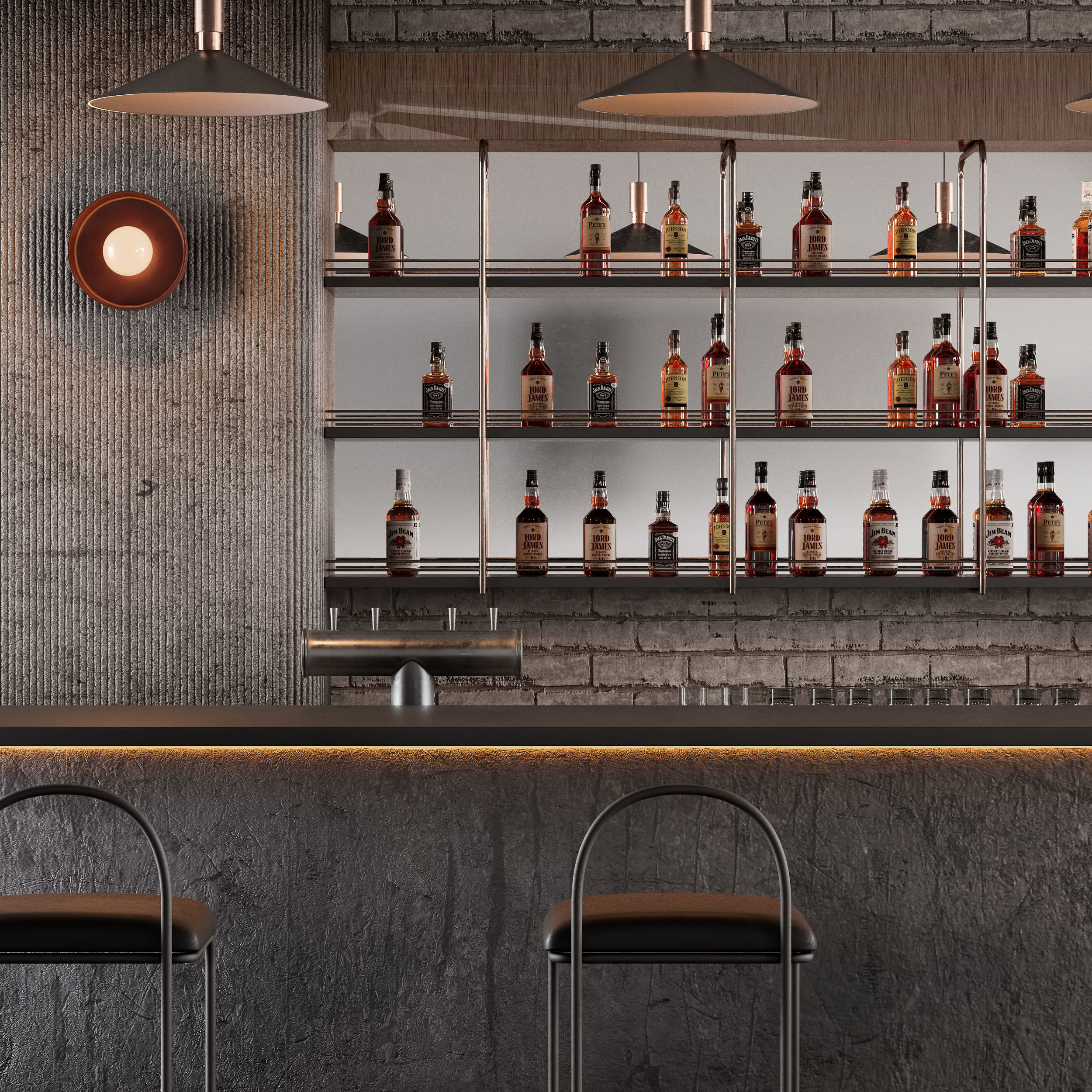 Loft Bar Counter 3D model_4